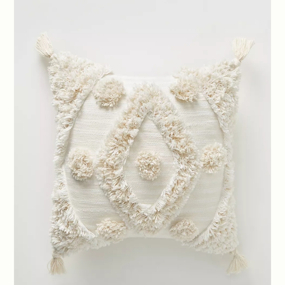 Anthropologie Tufted Mila square pillow- ivory